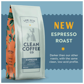 Clean Coffee Co. cup shows dark chocolate and caramel notes for a rich, balanced sip.