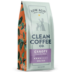 Clean Coffee Co low acid medium roast Costa Rica—smooth, stomach-friendly cup.