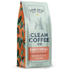 Clean Coffee Co. low-acid Papua New Guinea whole bean 12 oz bag for a smoother cup