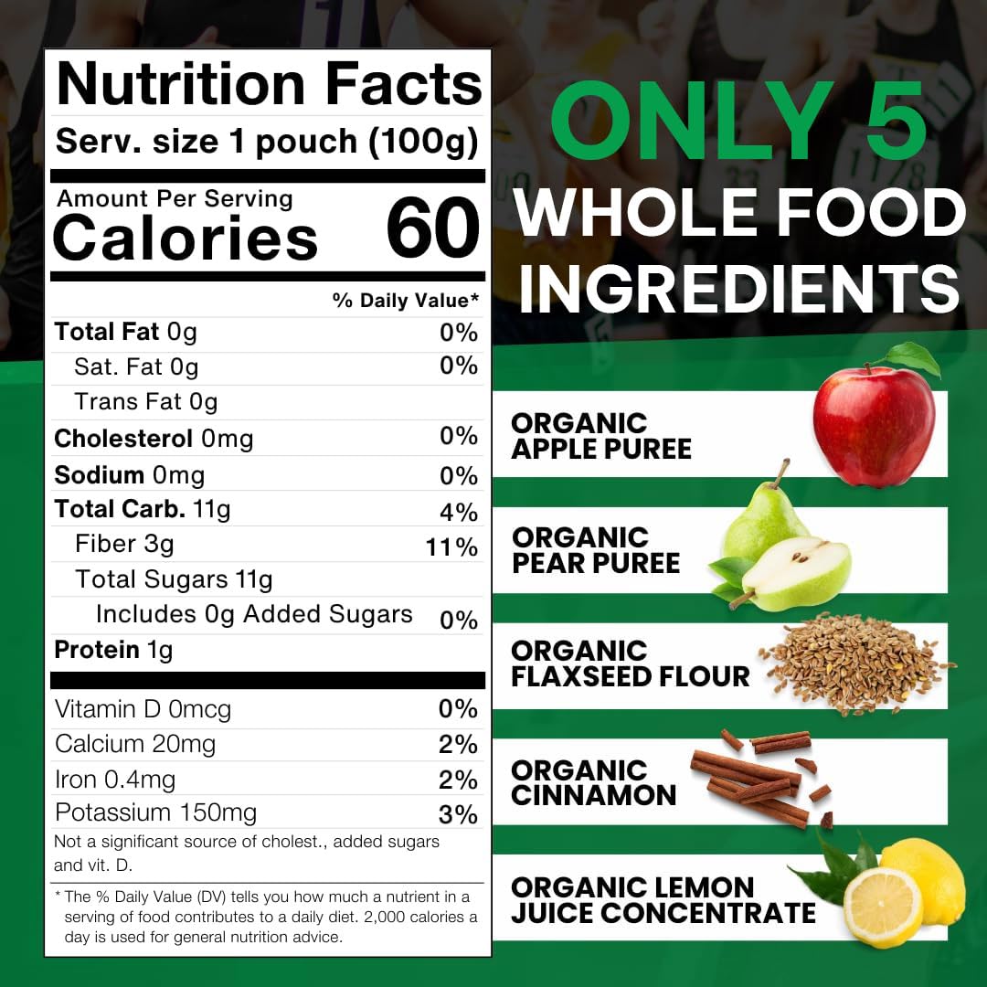 Clean Energy organic smoothie pouch with cinnamon and flaxseed for flavorful fuel.