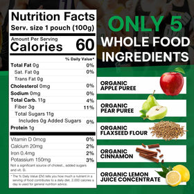 Clean Energy organic smoothie pouch with cinnamon and flaxseed for flavorful fuel.