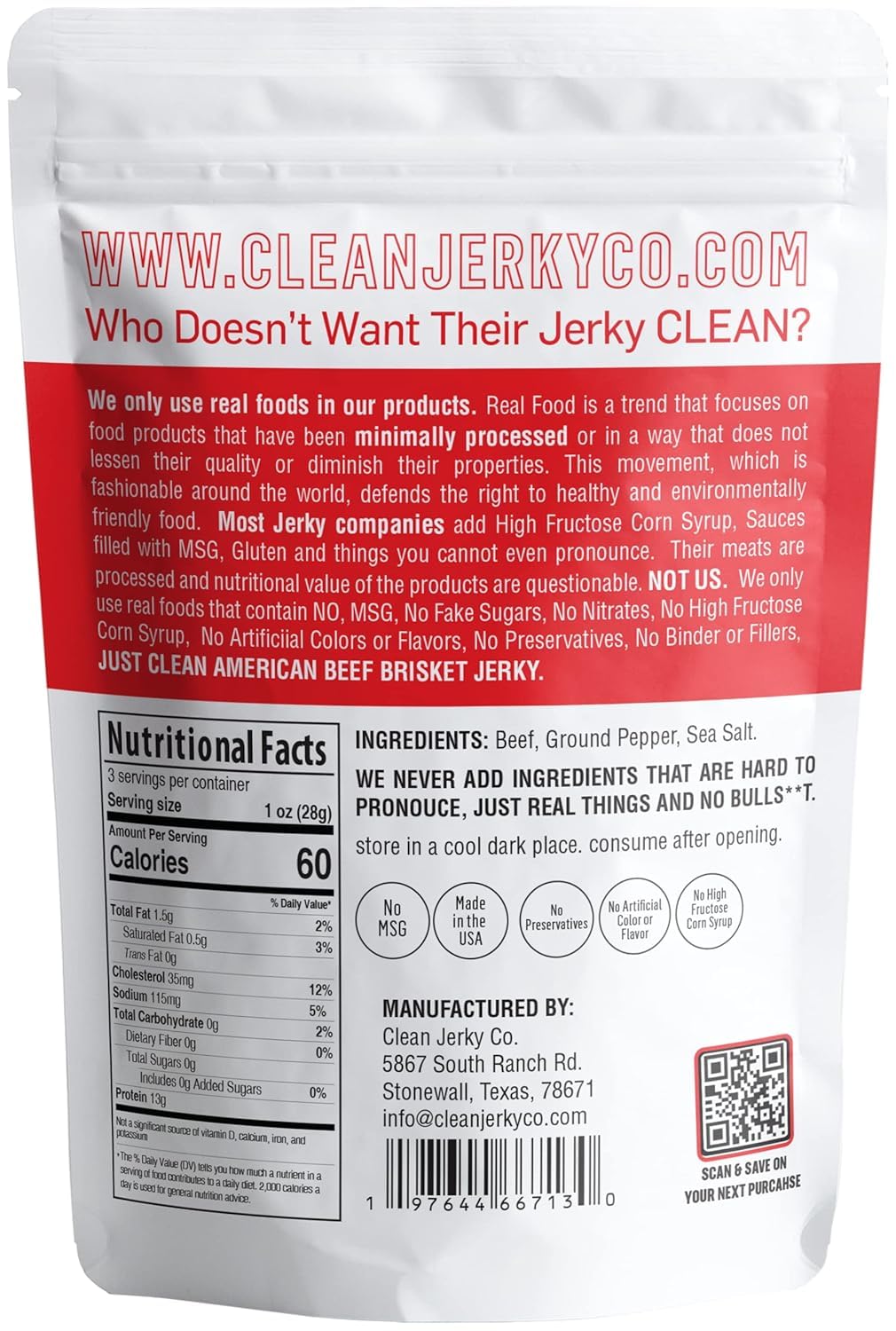 Clean Jerky Co Portion Serving—easy, ready-to-eat snack for active days.