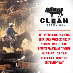Clean Jerky Co slow drying process image hints at rich flavor development.