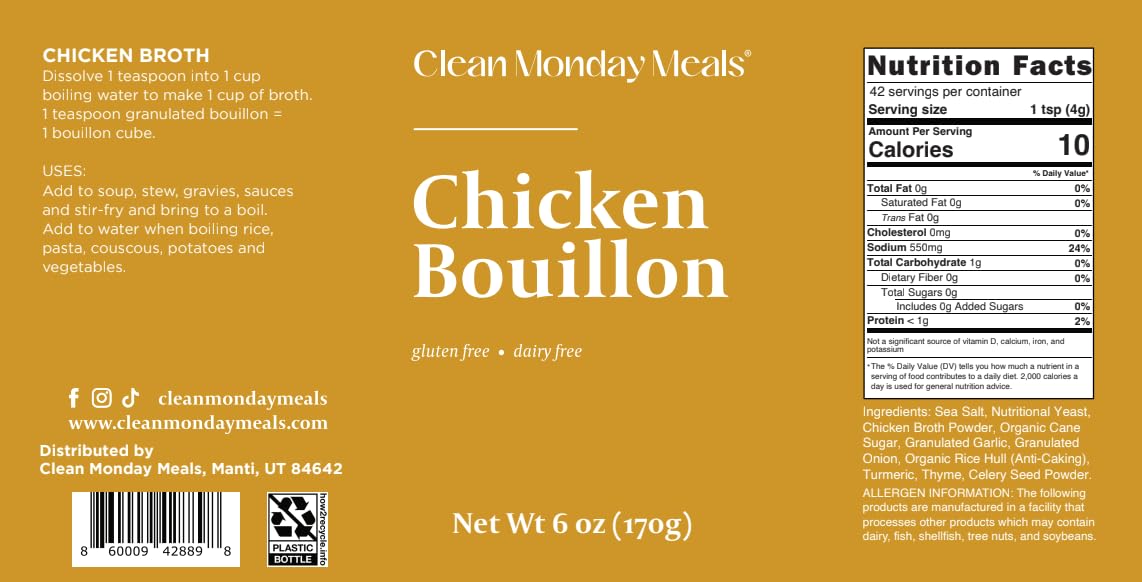 Clean Monday Meals bouillon powder supports meal prep and quick dinners