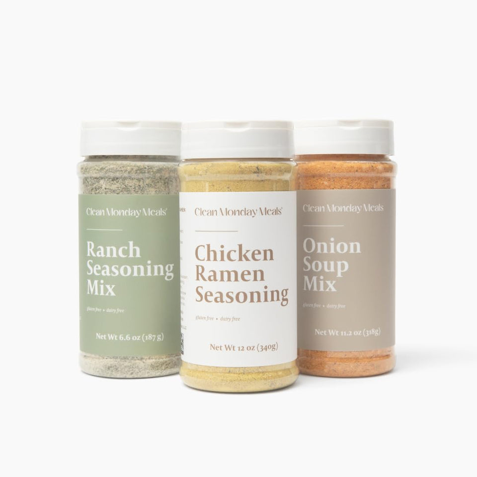 Clean Monday Meals Chicken Ramen blend in a spice jar for quick gluten-free noodle bowls