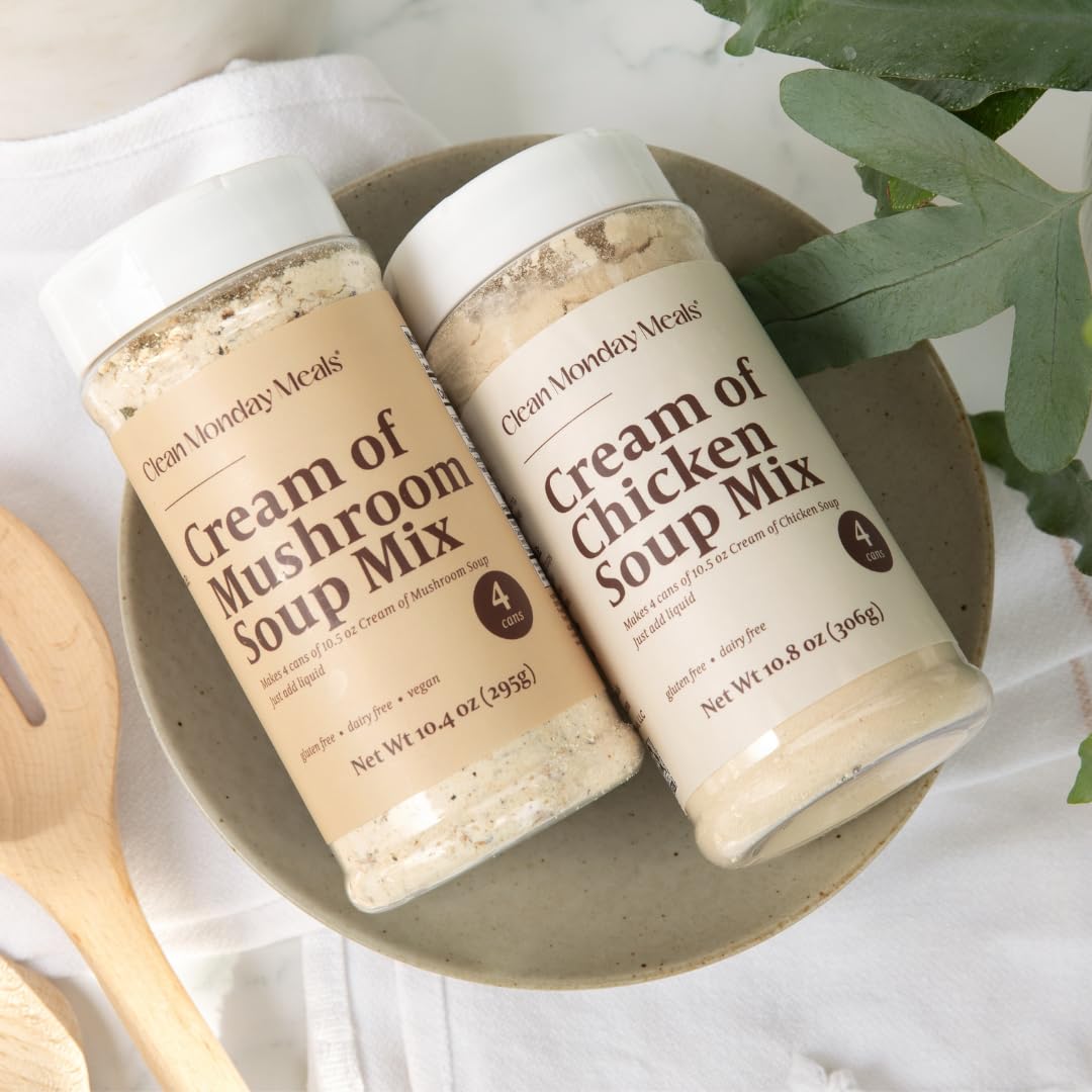 Clean Monday Meals cream-chicken jar closeup emphasizes creamy, dairy-free richness.