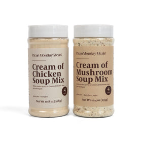 Clean Monday Meals Cream of Chicken Soup Mix Bundle packaging ready for quick soups.