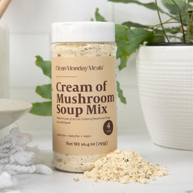 Clean Monday Meals pantry-storage view with resealable lid and long shelf life.