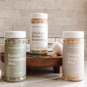 Clean Monday Meals Ranch seasoning on a rack, ideal for dips and fresh salads