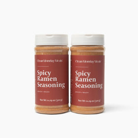 Clean Monday Meals spicy ramen seasoning bottle ready for bold gluten-free flavor.