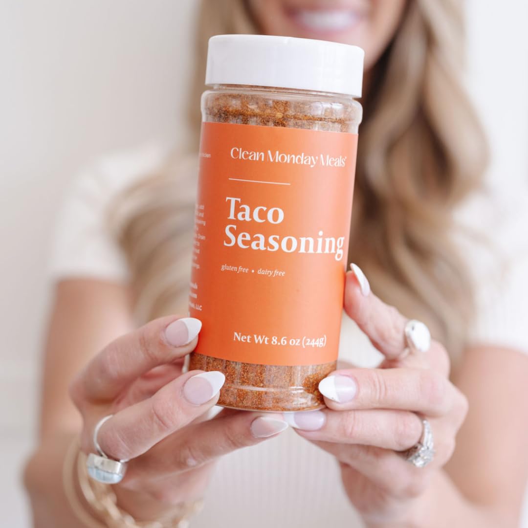 Clean Monday Meals taco seasoning spice blend in bowl ready for dinner