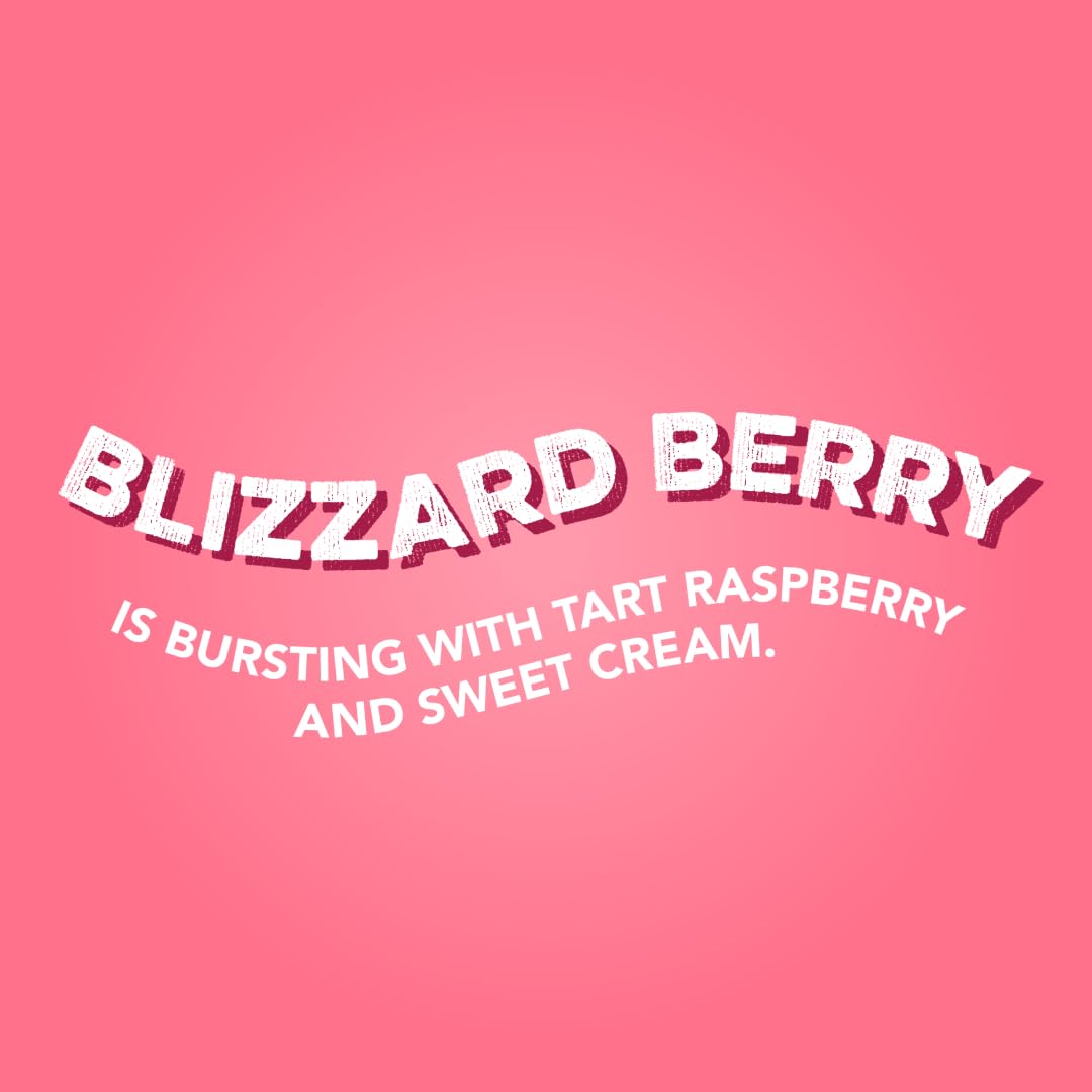 Close up of Blizzard Berry color and natural ingredients in the drink