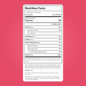 Clean Simple Eats Clear Protein Water glass pour highlights a refreshing, light texture.