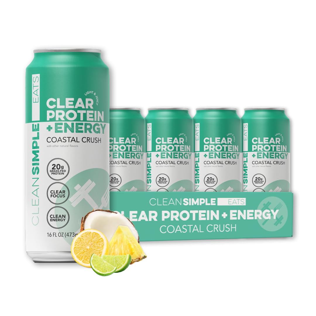 Clean Simple Eats Coastal Crush can front view with tropical flavor and protein boost