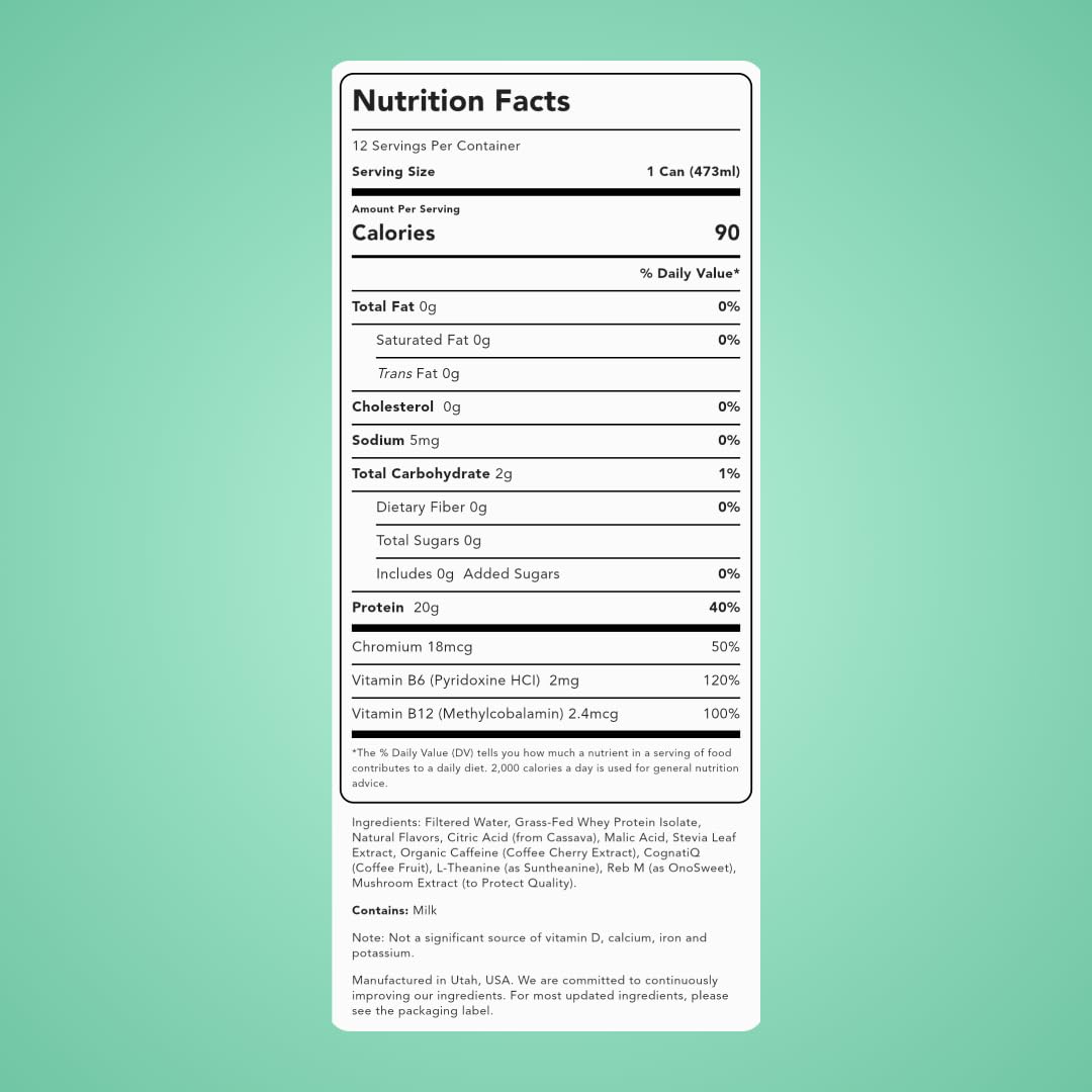 Coastal Crush can nutrition panel highlighting caffeine and protein details