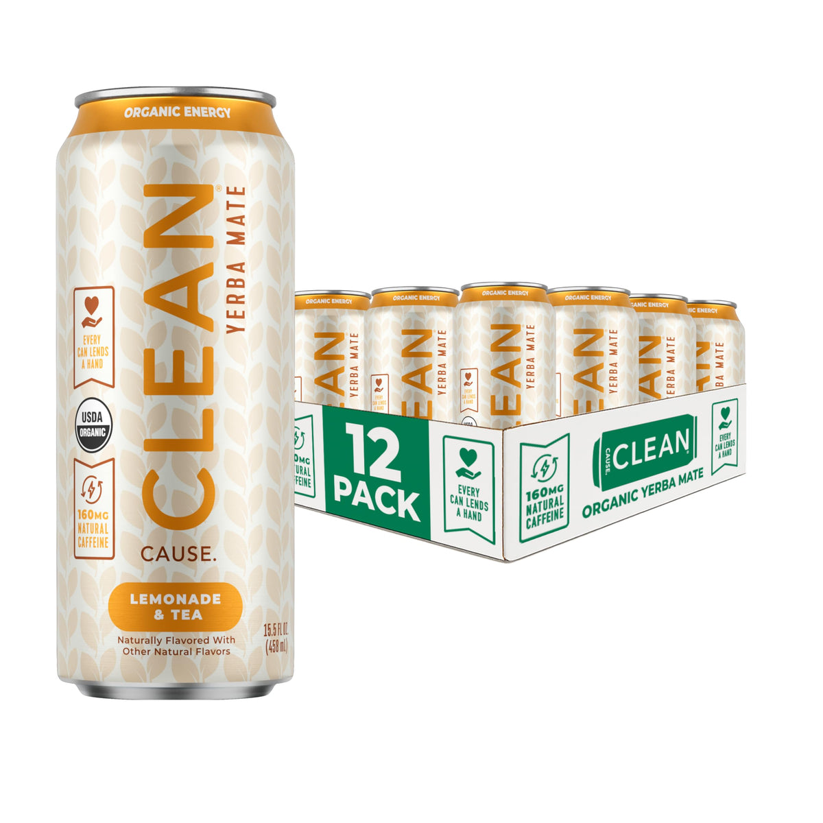 Clean Cause Lemonade Yerba Mate can with natural caffeine for a clean boost.