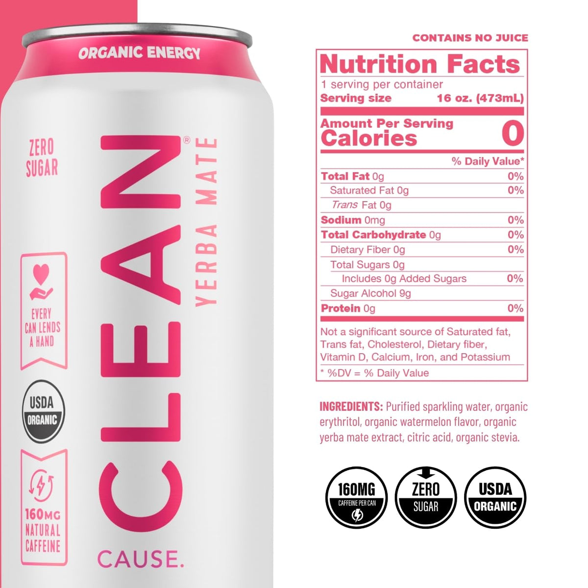 Clean Cause Organic Yerba Mate can delivers natural 160mg caffeine for steady energy