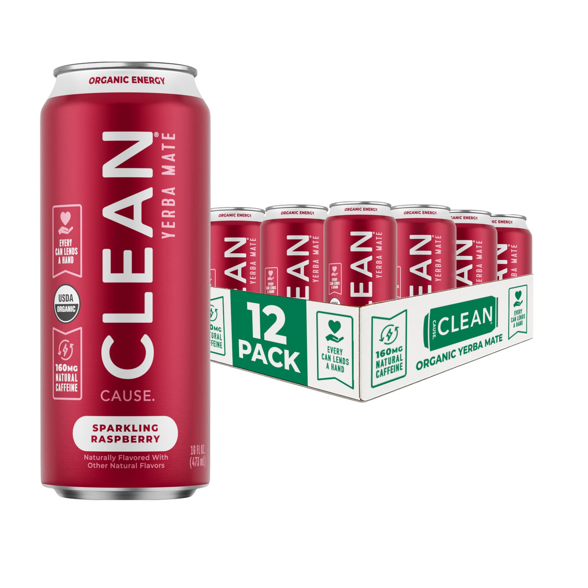 Clean Cause Raspberry Yerba Mate Sparkling Can boosts focus with natural caffeine