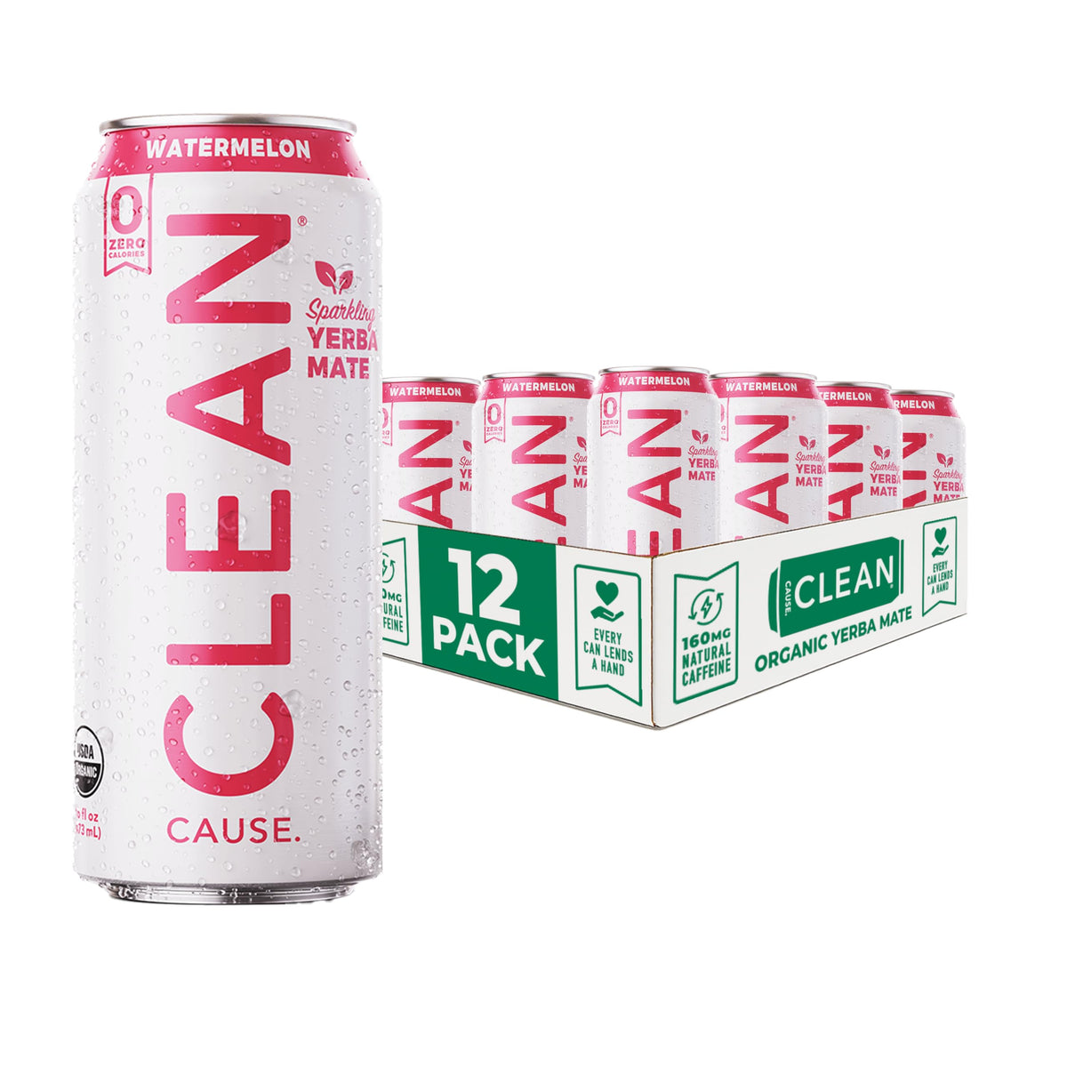 Clean Cause Watermelon Yerba Mate Sparkling can with refreshing flavor and zero sugar