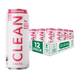Clean Cause Watermelon Yerba Mate Sparkling can with refreshing flavor and zero sugar