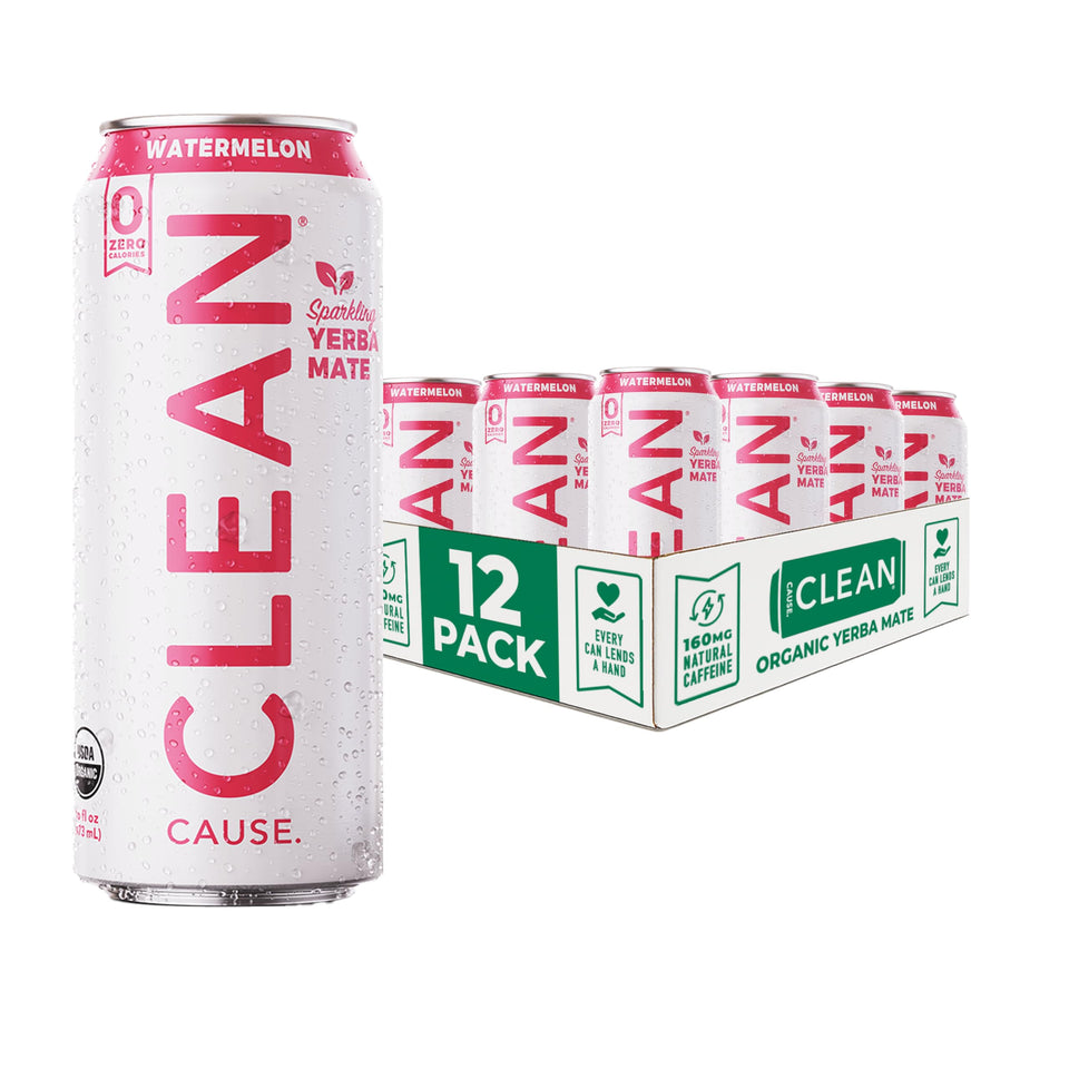 Clean Cause Watermelon Yerba Mate Sparkling can with refreshing flavor and zero sugar