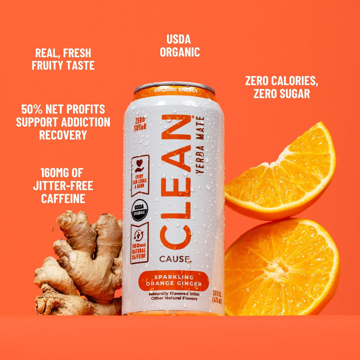 Clean Cause yerba mate sparkling cans displaying three flavors and crisp fizz