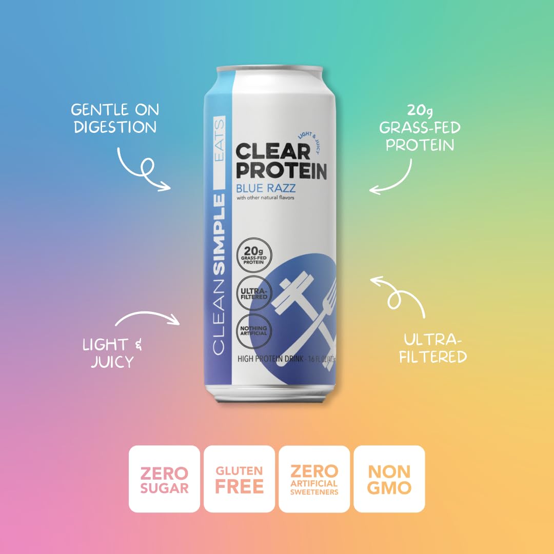 Clean Simple Eats Clear Protein Water variety-pack display for convenient protein on the go