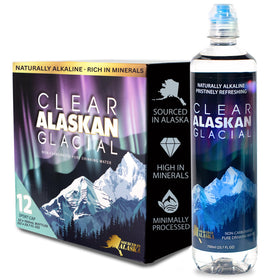 Clear Alaskan Glacial bottle with sport cap for on-the-go hydration