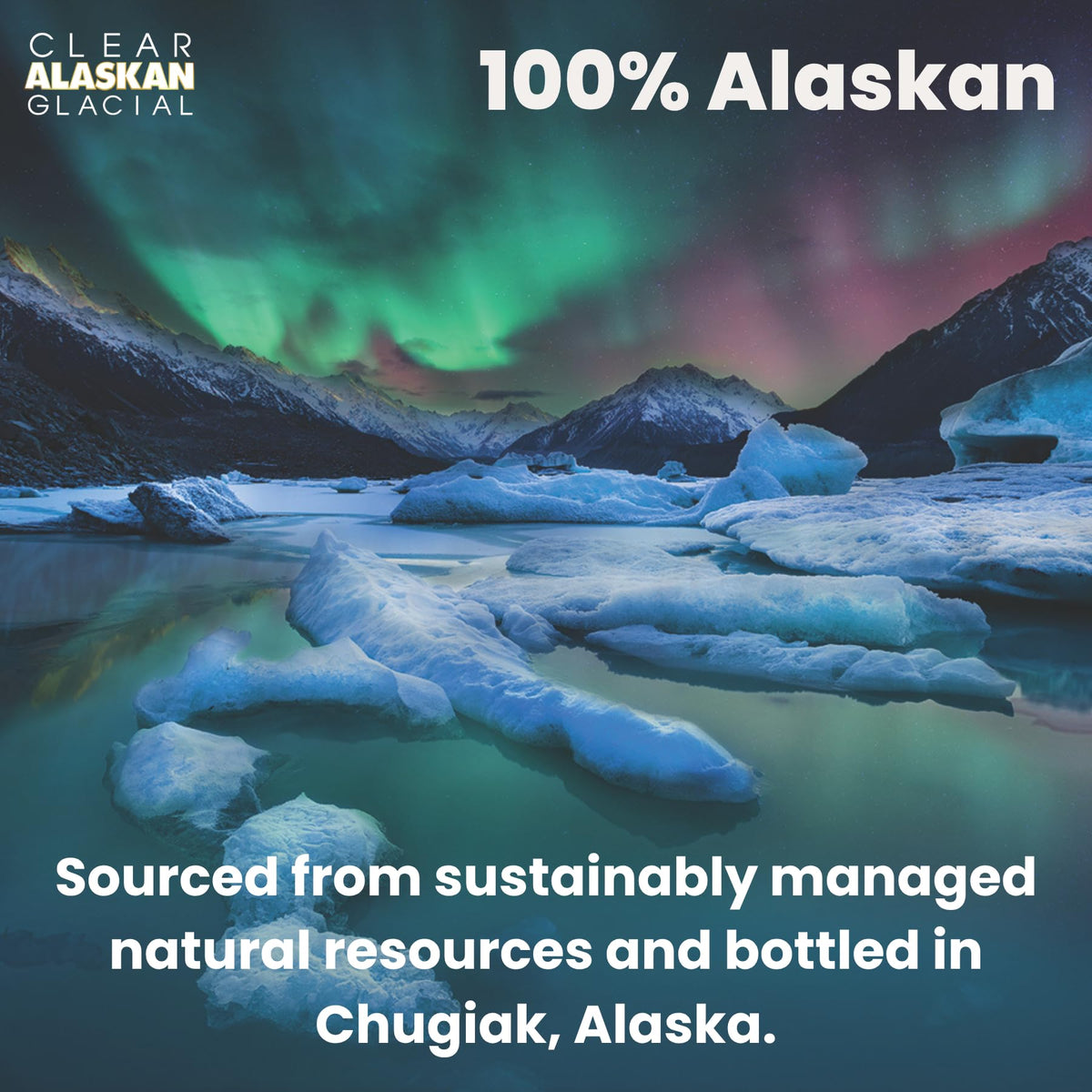 Pack of 12 Clear Alaskan Glacial bottles for easy hydration on the go