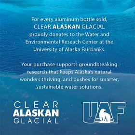 Clear Alaskan Glacial taste awards badge signaling premium flavor.