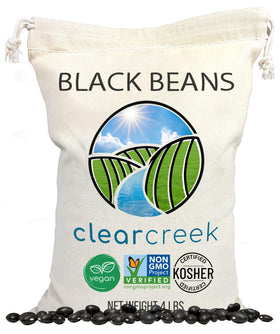 CLEAR CREEK Black Beans dry bulk pack for pantry storage and meal prep.