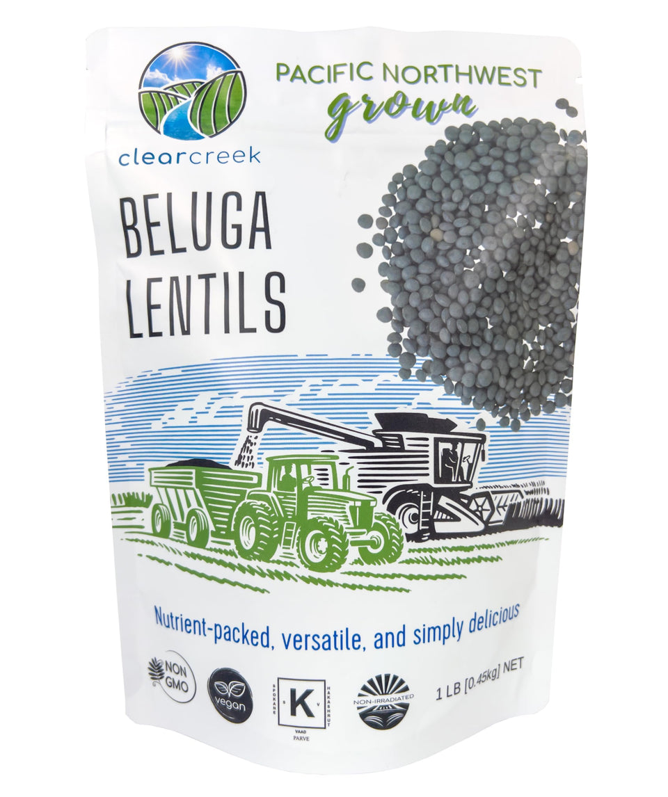 CLEAR CREEK Black Lentils pack shot showing premium, protein-rich pantry staple