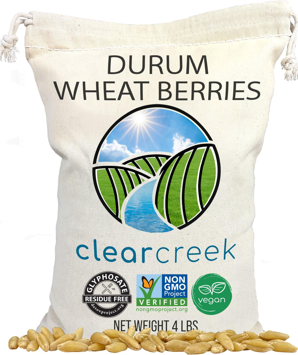 Clear Creek durum wheat berries ready for milling into semolina pasta.