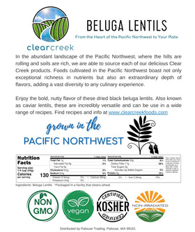 CLEAR CREEK packaging displays non-GMO and Kosher labels for trusted sourcing.