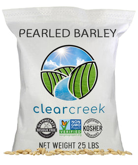 CLEAR CREEK Pearl Barley 25lb package for versatile pantry staple and easy meal prep