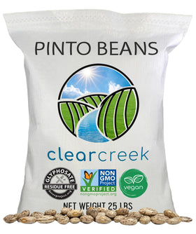 CLEAR CREEK Pinto beans in a 25lb bulk bag for easy meal prep and pantry stocking