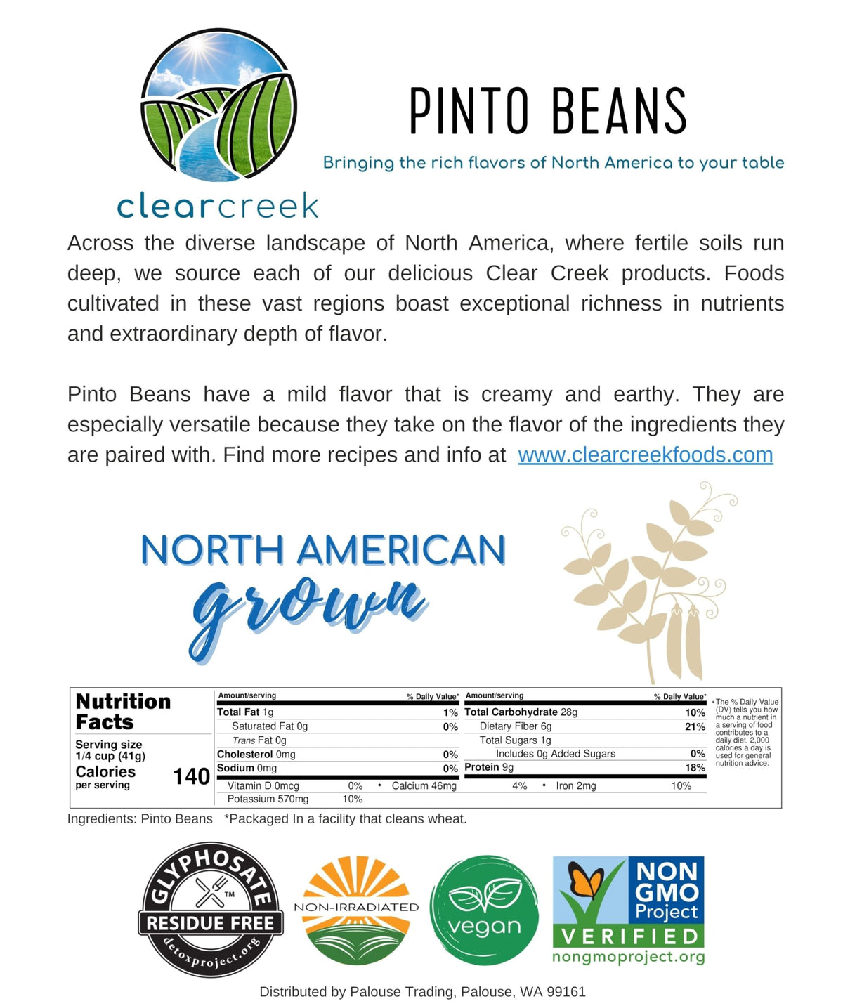 Clear Creek Pinto Beans Best-By Date label for organized meal planning.
