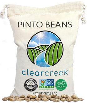 Clear Creek Pinto Beans packaging showing quality and label credibility for quick pantry meals.