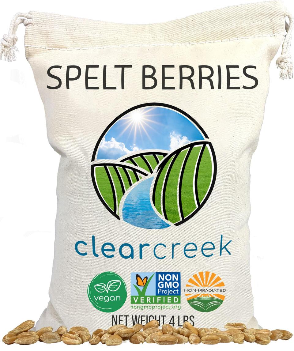 CLEAR CREEK Spelt Berries bag front showing fresh, versatile grains for daily meals