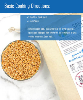 CLEAR CREEK Spelt Berries closeup grains reveal golden kernels for pantry staples
