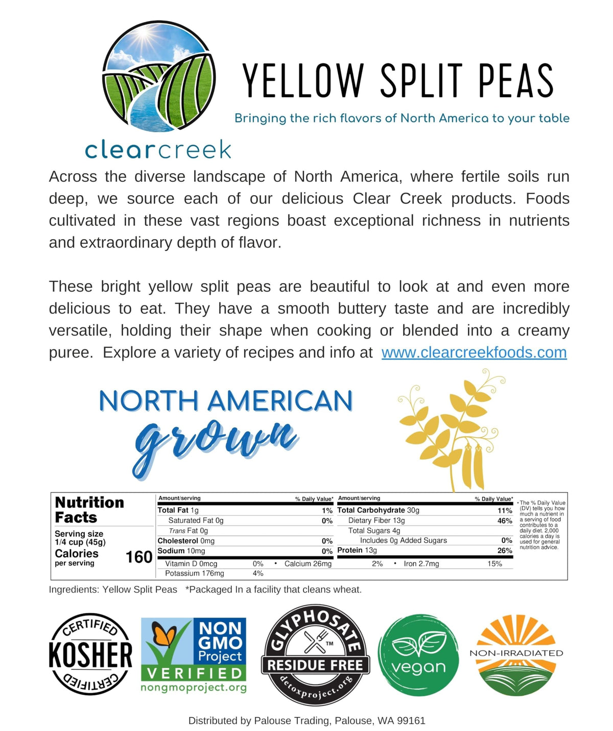 CLEAR CREEK long shelf-life peas stay fresh when stored properly