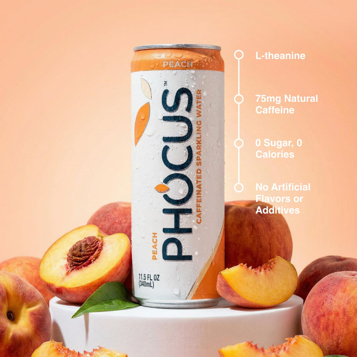 CLEAR CUT PHOCUS 12-pack cans arranged for on-the-go energy