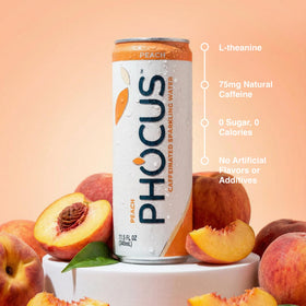 CLEAR CUT PHOCUS 12-pack cans arranged for on-the-go energy