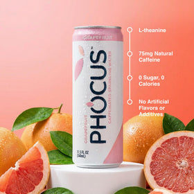 CLEAR CUT PHOCUS natural caffeine and L-Theanine graphic for balanced energy.