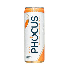 CLEAR CUT PHOCUS peach bottle close-up showing natural caffeine and L-Theanine