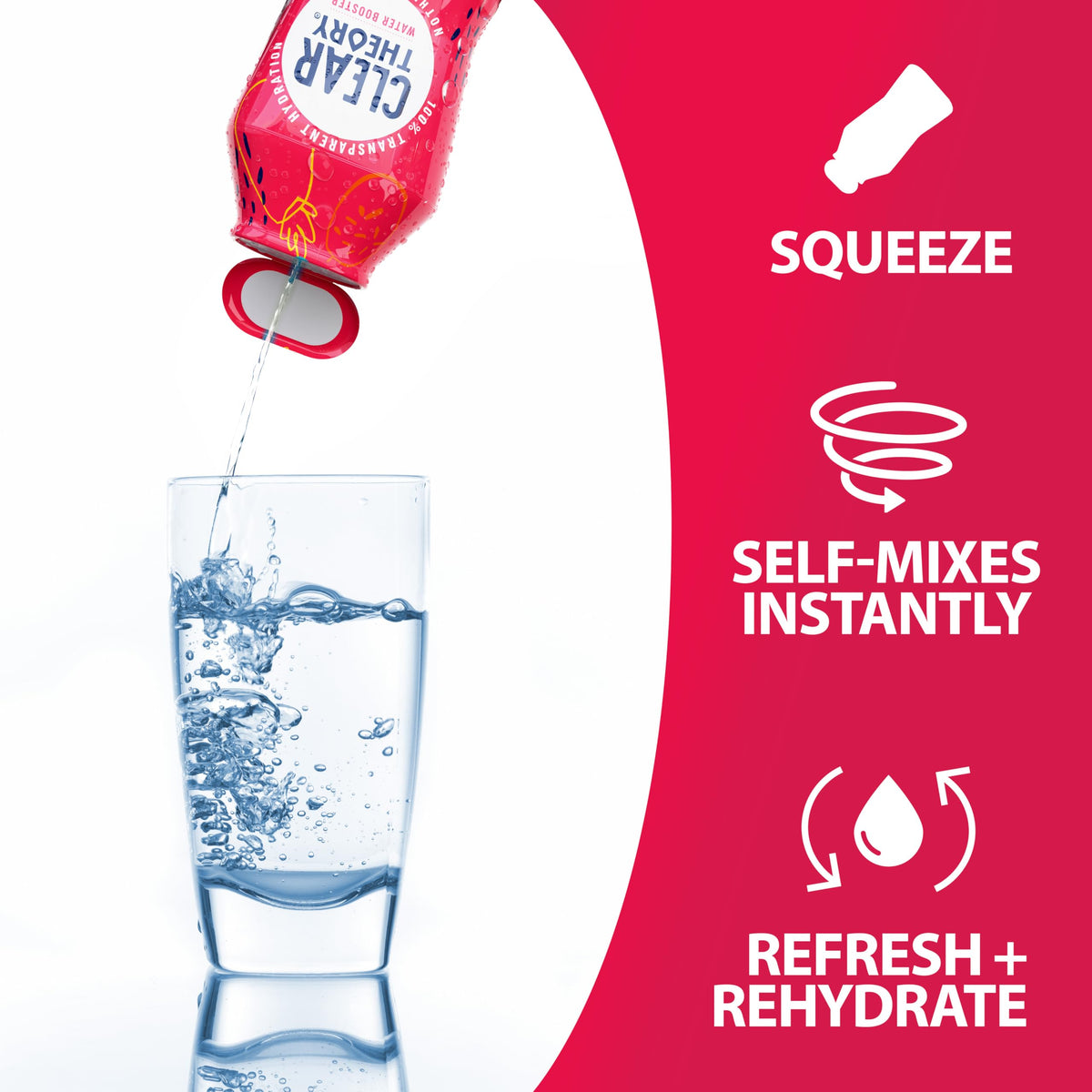 Clear Theory hydration solution in a kid-friendly bottle shown with a straw