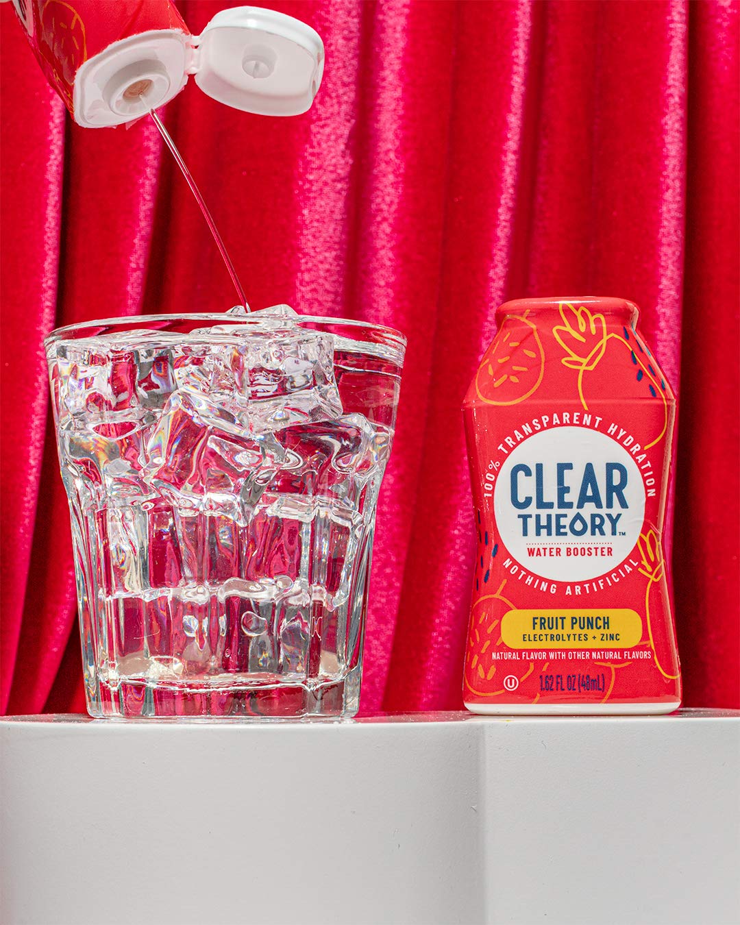 Clear Theory drops added to water for refreshing, low-calorie flavor