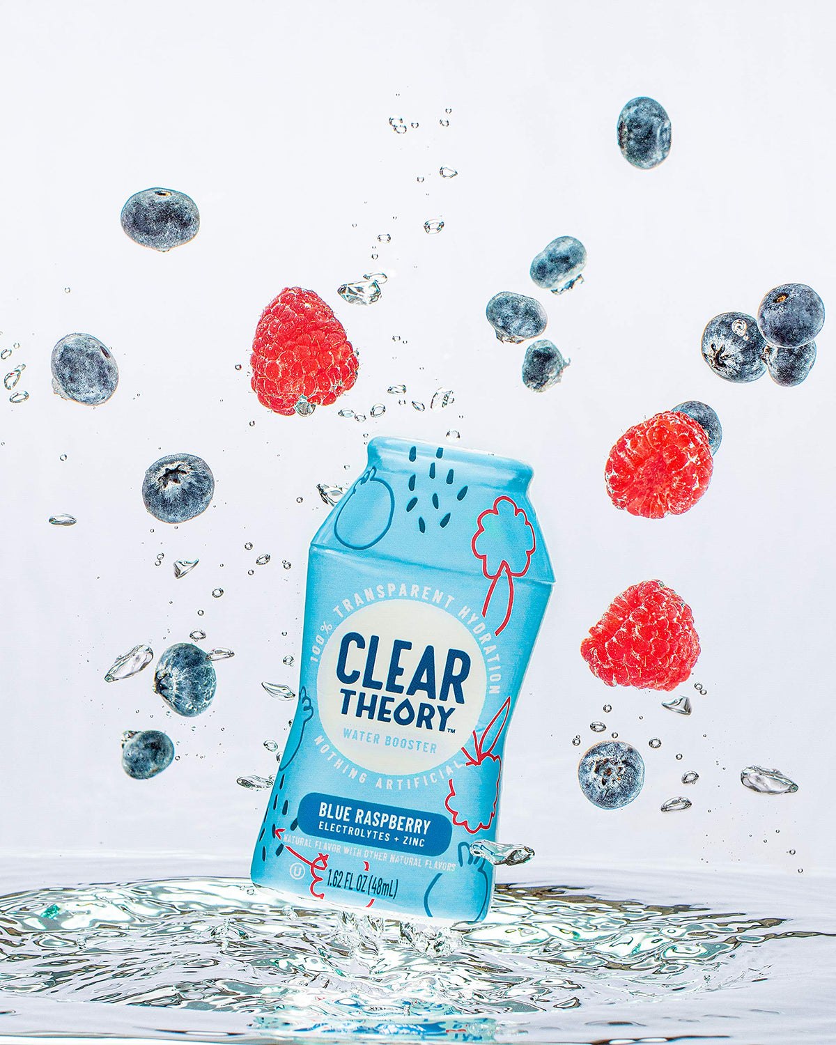 Travel-sized Clear Theory squeeze bottle for hydration anywhere