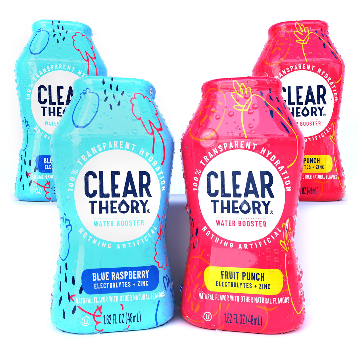 Clear Theory blue raspberry flavor drops in a bottle for on-the-go hydration