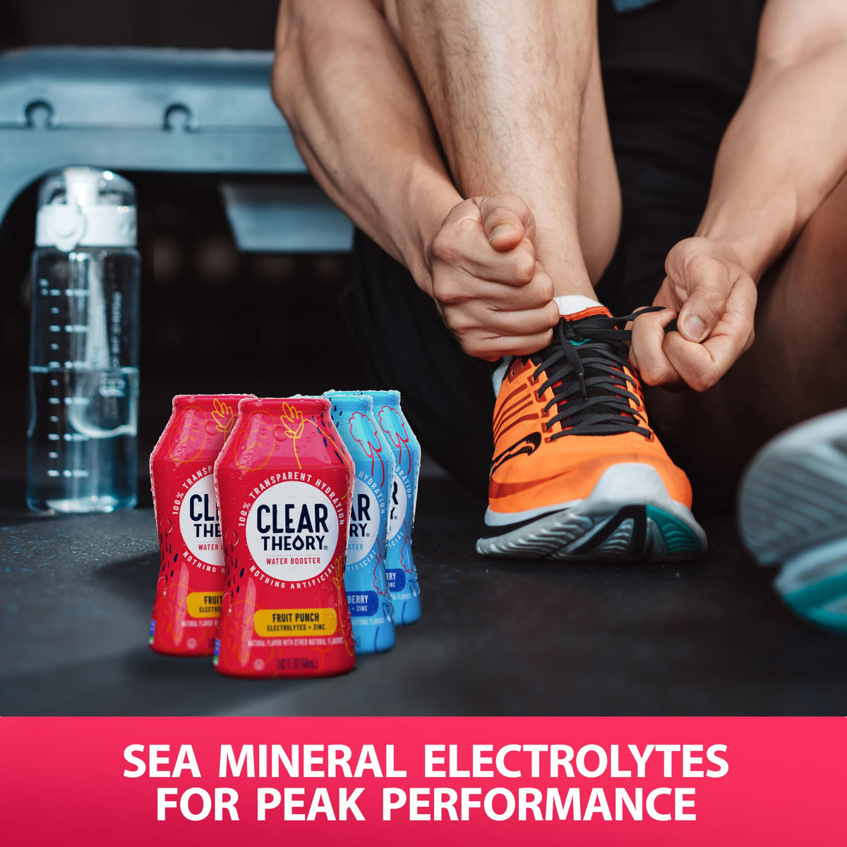 Clear Theory electrolyte-enhanced drops mix easily into sparkling water